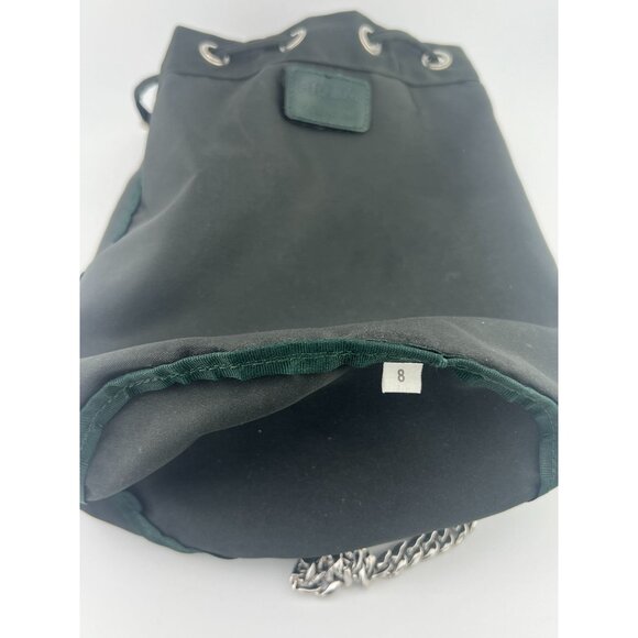 Authentic Prada Bucket Drawstring Pouch Bag Nero Nylon Vintage Dark Green Handba - Picture 12 of 15